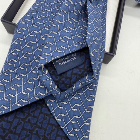 Vineyard Vines Silk Hockey Stick Tie – Blue Pattern – 58” x 3.25” - Picture 3 of 6